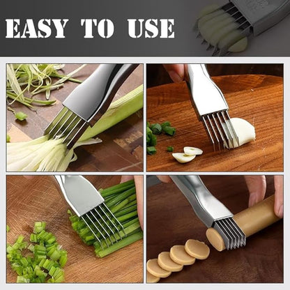 2024 New Shred Silk The Knife, Stainless Steel Chopped Green Onion Knife, Kitchen Vegetable Cutter Sharp Scallion Shredding Cutter Shred Knife Household Multifunctional Food Slicer Gadget