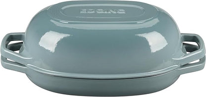 Enameled Cast Iron Oval Dutch Oven Pot with Lid, Dutch Oven for Sourdough Bread Baking, Oval Bread Pan, 5qt, Seasalt