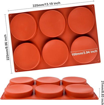 Silicone Muffin Top Pans 4 Inch Jumbo Egg Molds,3 Pack 6-Cavity Round Silicone Baking Mold for Whoopie Pie Pan,Hamburger Bun, Corn Bread, Candy, Egg bites, Muffin