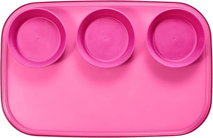 madesmart dipware 3 Bowl Serving Tray, Collapsible & Removable Dip Bowls for Charcuterie, Guacomole, Snacks, Veggies, Premium Dishwasher & Microwave Safe, Multipurpose Plate & Bowl, Pink