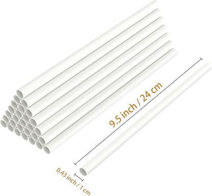 White Plastic Cake Dowel Rods for Tiered Cake Construction and Stacking Supporting Cake Round Dowels Straws with 0.4 Inch Diameter (9.5 Inch Length)