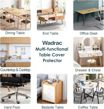 Wadrac Multi-Size Clear Plastic Tablecloth Rectangle Table Protector Thicken Protective Desk Cover Waterproof Wipeable Tablecloth Roll Easy Clean PVC Vinyl Dining Tabletop Protection Pad 38x59 inch