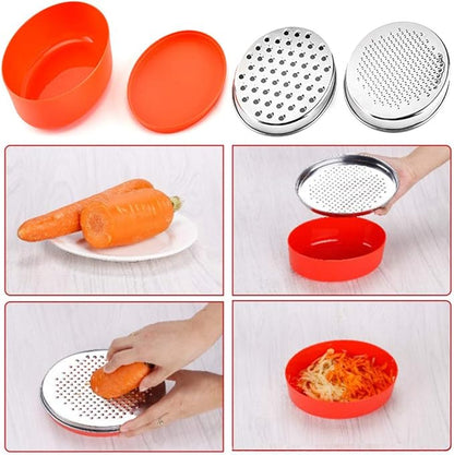 Stainless Steel Cheese Grater with Airtight Food Storage Container & Lid - Multi-Purpose Kitchen Tool for Grating Cheese, Vegetables, Ginger, and Citrus Fruits - Ideal for Home & Picnic Use