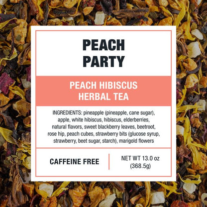 Tiesta Tea - Peach Party Cold Brew, Peach Hibiscus Herbal Tea, Premium Loose Leaf Blend, Non Caffeinated Cold Brew Packets, Makes 64 oz of Pitcher Per Bag (Pack of 10)