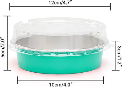 Beasea Elegant Blue 8 Oz Mini Pie Pans Tart Pans Tin Baking Tins with Lids, 4 Inch 20 Pack Disposable Baking Pans For Cake Tart Quiche