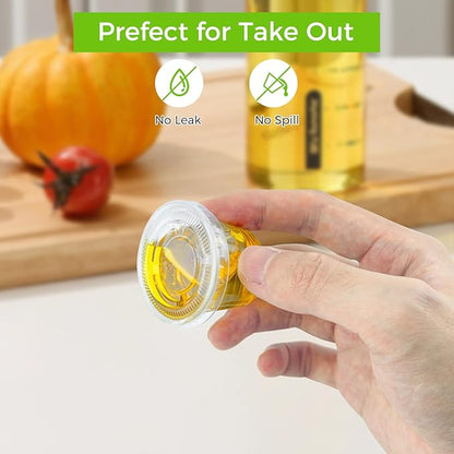 360 Set 1 oz Jello Shot Cups with Lids, Sturdy & Food Safe Disposable Plastic Portion Condiment Dipping Sauce Cups, Small Containers for Salad Dressing