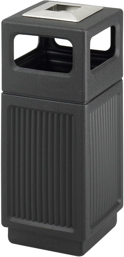 Safco Canmeleon Trash Can, 30 Gallons, Indoor and Outdoor Use, Durable & Weather-Resistant Commercial Garbage Can with Ashtray, Black