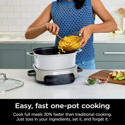Multi-Cooker Ninja Foodi MC1100, Everyday Possible Cooker 6.5-Qt, 6-in-1 with Slow Cook, Slow Cooker, Sear/Sauté, Rice & Pasta Functions,Compact Design,Replaces 10 Kitchen Appliances,Easy Cleanup