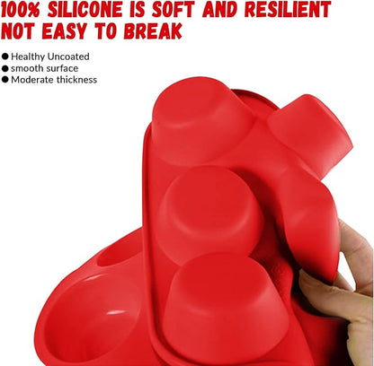 12 Cups Silicone Muffin Pan, Nonstick Cupcake Pan, Heat Resistant Silicone Muffin Tin, Reusable Cupcake Moulds Baking Pan for Cakes, Bread (Red-2 Packs)