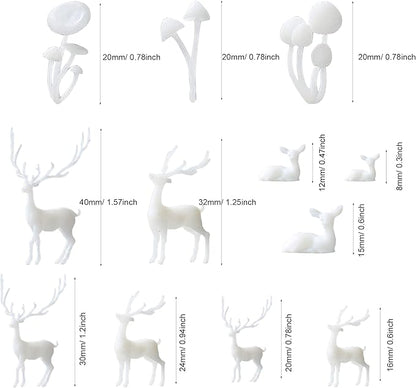 Woohome 12 PCS Mini Elk & Mushroom Resin Casting Moulds, 3D Art Craft Supplies Epoxy Moulds for Jewelry Making