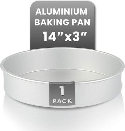 Restaurantware-Met Lux 14 x 3 Inch Straight-Sided Baking Tin, 1 Round Cake Pan - Oven-Ready, Freezable, Anodized Aluminum Round Baking Pan, Greaseproof, For Layer Birthday Cake