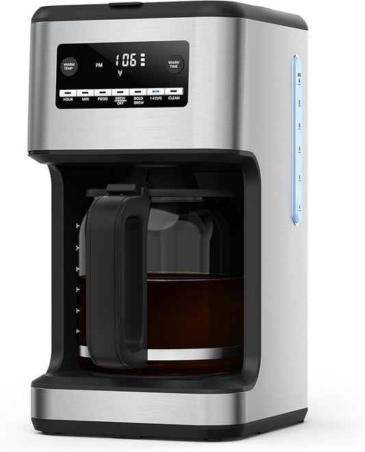 COWSAR 14-Cup Coffee Maker, 24-Hour Programmable Coffee Brewer, Keep Warm, Drip Free, Washable Filter, Stainless Steel, Silver - Commercial Performance