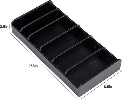 KitchenEdge Bamboo Kitchen Towel and Food-Storage Organizer, Perfect for Kitchen Drawers, Cabinets, Pantry, 5 Adjustable Wall Inserts, Non-Slip Feet, Food-Safe Black Finish