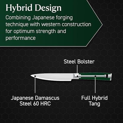 HexClad Utility Knife, 5-Inch Japanese Damascus Stainless Steel Blade, Pakkawood Handle