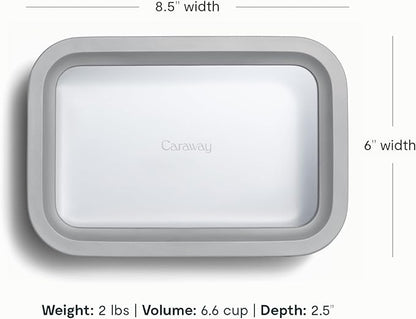 Caraway Glass Food Storage - 6.6 Cup Glass Container - Ceramic Coated Food Container - Non Toxic, Non Stick - Dishwasher, Oven, & Microwave Safe – Gray