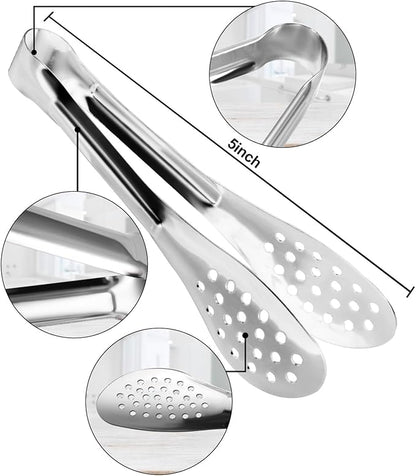 10PCS Serving Tongs, Small Kitchen Tongs,XEVOM Stainless Steel small Appetizer Tongs Mini Sugar Ice (5 Inch)