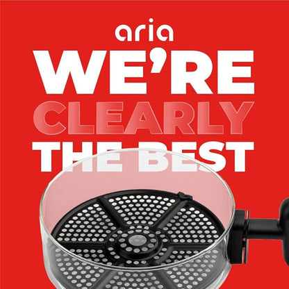 Aria Air Fryer, Non-Stick Ceramic Build, Dishwasher Safe Ceramic Non Toxic Large Sized Airfryer Basket, Touchscreen Display & Auto Shutoff, BPA & Teflon Free with Cookbook (4 Qt Flip Flop (2+2))