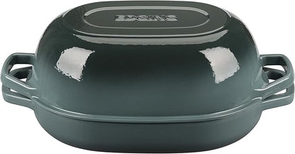 Enameled Cast Iron Oval Dutch Oven Pot with Lid, Dutch Oven for Sourdough Bread Baking, Oval Bread Pan, 7qt, Seasalt
