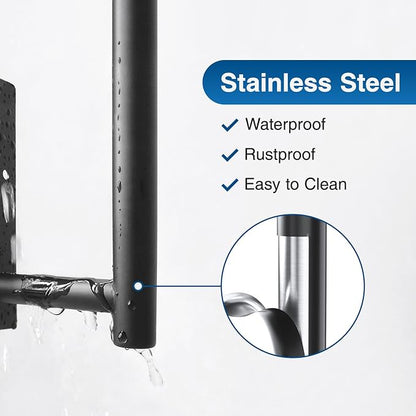 Paper Towel Holder - Self-Adhesive or Drilling, Matte Black Wall Mounted Rack - SUS304 Stainless Steel Kitchen Roll Holder Under Cabinet (2 Pack)
