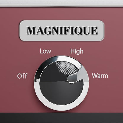 [NEW] MAGNIFIQUE 4-Quart Slow Cooker with Casserole Manual Warm Setting - Perfect Kitchen Small Appliance for Family Dinners, Dishwasher Safe Crock, Red