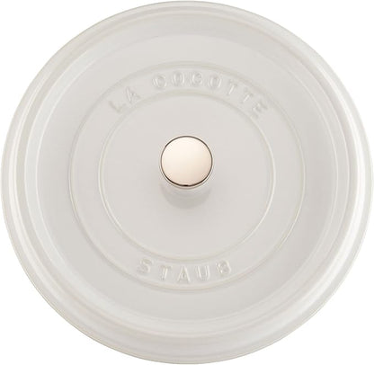 STAUB Cast Iron Dutch Oven 5.5-qt Round Cocotte, Made in France, Serves 5-6, White