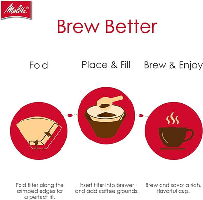 Melitta #4 Cone Coffee Filters, Natural Brown, 100 Count (Pack Of 3), 300 Total Filters - Fits all 8-12 Cup Cone Coffee Makers and Pour-Overs, Compostable, Tear-Resistant, Made in USA