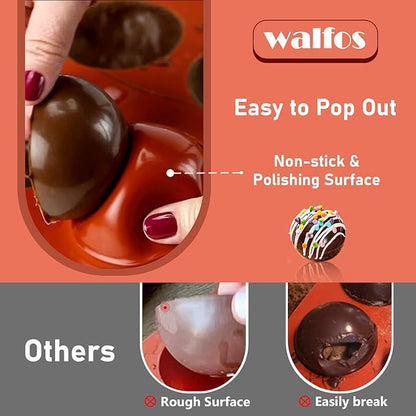 Large 6-Cavity Semi Sphere Silicone Mold, Half Sphere Silicone Baking Molds for Making Chocolate, Cake, Jelly, Dome Mousse (2 Packs)