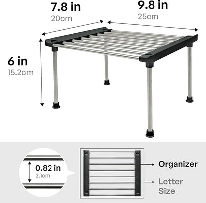 carrotez Cabinet Organizer Shelf, Set of 2 Stackable Kitchen Counter Shelves, Kitchen Cabinet Organizers and Storage, Pantry Storage Shelf Organizer, 9.8 x 7.8 x 6.1 - Black