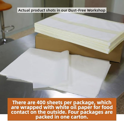 1600/Case 18x26 Inch Full Size Baking Parchment Paper Bulk - Non-Stick & Grease-Proof, 428F Reusable Bun/Sheet Pan Liners for Bakeries, Restaurants (White 18.1"×26"(46×66cm) 1600 sheets)