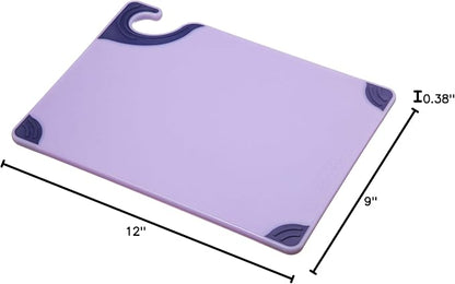 San Jamar Saf-T-Grip Plastic Cutting Board with Safety Hook, 9" x 12" x 0.375", Purple