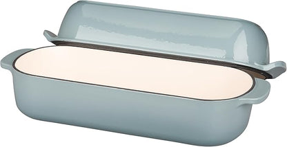 Enameled Cast Iron Loaf Pan with Lid, Dutch Oven Bread pan for Homemade Sourdough Bread Baking, 12.5x5.5 inch, 5qt, Seasalt