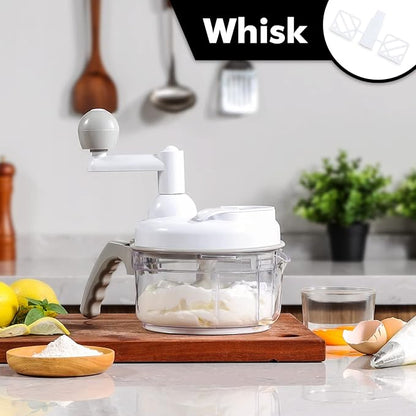 Geedel Hand Food Chopper, Vegetable Quick Chopper Manual Food Processor, Easy To Clean Food Dicer Mincer Mixer Blender, Rotary Onion Chopper for Garlic, Salad, Salsa, Nuts, Meat, Fruit, Ice, etc