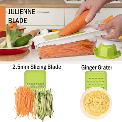 Cheese Grater with Container,5 In 1 Mandoline Slicer for Kitchen,Multi Purpose Vegetable Slicer, Easy to Clean Vegetable Chopper,Cheese Shredder,Julienne Slicer and Peeler