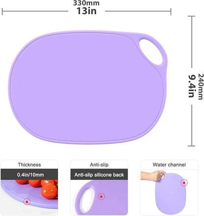Li&Zhao Plastic Cutting Boards for Kitchen - Chopping Board Small Cutting Board for Meat Cutting Mats for Kitchen Cooking(Purple)