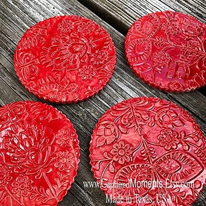 FOLK Embossed Rolling Pin. Wooden Embossing Rolling Pin With Folksy Flowers for Pottery and Cookies by Algis Crafts