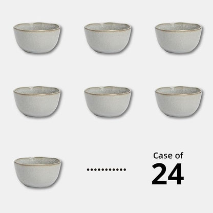 Organic Shape Restaurant Soup Bowl 5.5", Commerical Grade Catering Stoneware Soup bowl in Ir-regular Organic Shape, Chip & Scratch Resistant, Glossy Reactive Glaze Grey, Case of 24