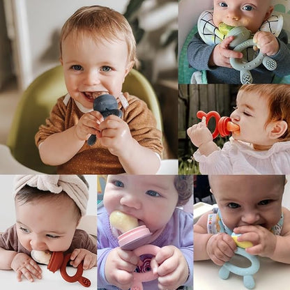 Haakaa Baby Fruit Food Feeder & Mini Freezer Nibble Tray Combo, Breastmilk Popsicle Molds for Baby Cooling Relief, BPA Free Silicone Feeder for Safe Infant Self Feeding, 4 Month+ (Sky Blue)