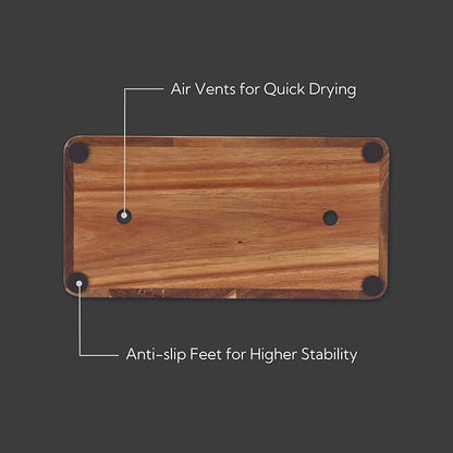 KITCHENDAO XL Acacia Wood Universal Knife Block with Slots for Scissors and Sharpening Rod, Safe, Space Saver Knives Storage Stand Display without Knives, Unique Slot Design to Protect Blade