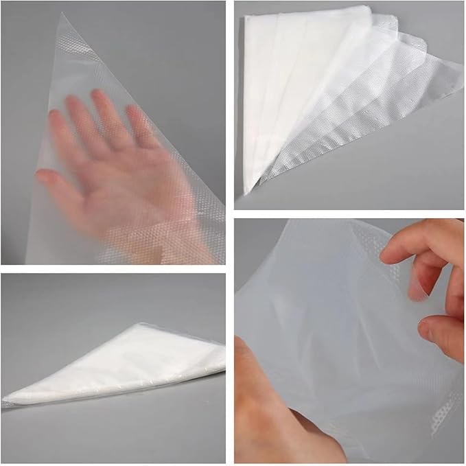 22 inch Large Piping Bags, AMBESTAR 100 Pcs Big Tipless Clear Plastic Disposable Pastry Bags for Frosting Decorating Cake Cupcake Cookie, Pro Long Thick Pastry Bag Essential Baking Tools