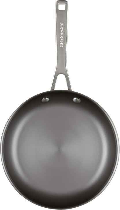 KitchenAid NITRO Carbon Steel Frying Pan/Skillet, Stainless Steel Handle, Compatible with All Cooktops, 8.5 Inch Open Fry Pan - Black