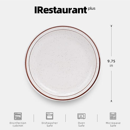 Stoneware Narrow Rim Commercial Grade Dinnerware Brown Speckle, Plate 9 5/8", Case of 24