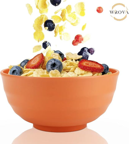 Wheat Straw Bowls Set 60 OZ Unbreakable Large Cereal Set of 6 - Microwave and Dishwasher Safe, Big for Camping and Party - BPA Free Soup Bowl for Serving Oatmeal and Salad - 6 Colors