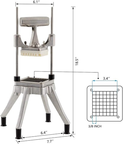 Commercial Vegetable Dicer 3/8'', Stainless Steel Blade Quick Chopper Machine Easy for Onion Tomato Pepper Potato