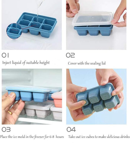 Ice Cube Trays for Freezer 3 Pack - Mini Ice Cube Trays with Lid & Easy-Release Silicone Bottom, Stackable Small Ice Cube Molds for Mini Fridge/Travel/Dorm Freezer