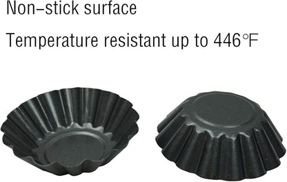 12 Pack Egg Tart Pan, Non-stick Carbon Steel Tartlet Tins, Mini Pie Mould, Muffin Cupcake Pudding Baking Cup Maker - for Pies, Chinese Egg Tart, Cakes (Big Size 3"x 0.9")