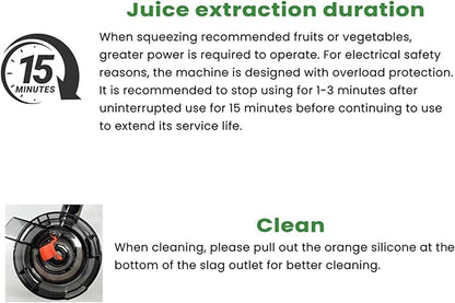 Cold Press Juicer, Masticating Juicer with Large Feed Chute Fit Whole Fruits & Vegetables，Stainless Steel Slow Masticating Juicer Easy to Clean, 99.6% Juice Purity, Metallic Silve