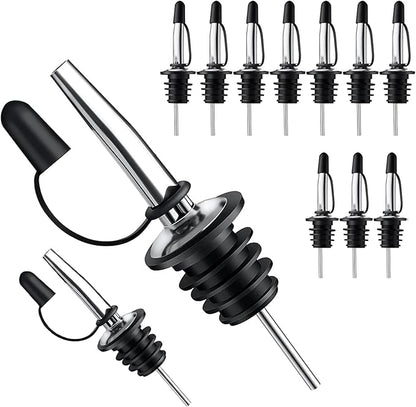 Pafusen 12 Pack Liquor Pour Spout With Dust Caps - Bottle Pourers for Alcohol, Olive Oil - Speed Pourers, Bar Bartender Accessories