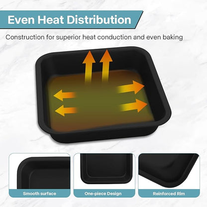 2-Pack 8x8 Square Cake Pan, Nonstick Brownies Square Cake Pan, 8 inch Square Baking Pan for Making Meat Dishes, Square Cake Pan for Beginners, Easy to Clean