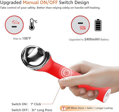 Heated Ice Cream Scoop with Holder(Newest Gen 3.0): USB Rechargeable Electric Icecream Scooper with Manual On/Off Switch,2025 Kitchen Gadgets for Hard Ice Cream, Waterproof IP67,Max to 158℉