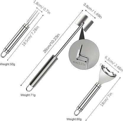 3 Pcs Upgraded Stainless Steel Corn Kitchen Tool set Corn Peeler, Corn Stripper and Corn Holder, The Ideal Gadget for Corn on the Cob in 3 Seconds BCMON